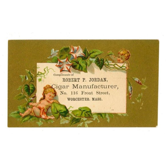 1880's Victorian Trade Card Robert P Jordan Cigar Manufacturer Worcester Mass! - Picture 2 of 9